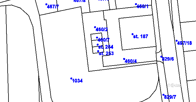 Parcela st. 253 v KÚ Heroltice, Katastrální mapa