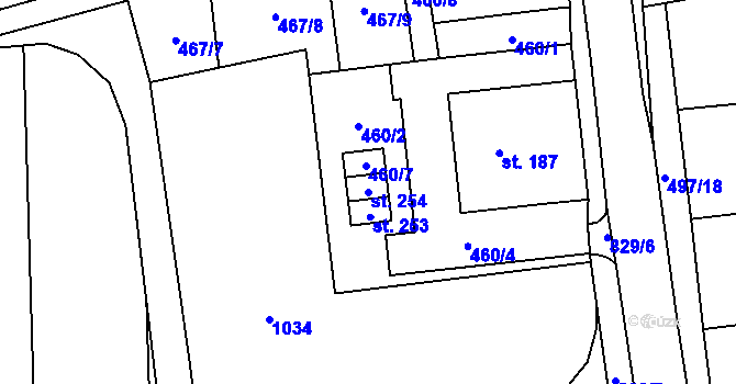 Parcela st. 254 v KÚ Heroltice, Katastrální mapa