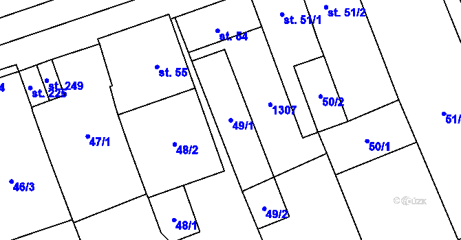 Parcela st. 49/1 v KÚ Heroltice, Katastrální mapa