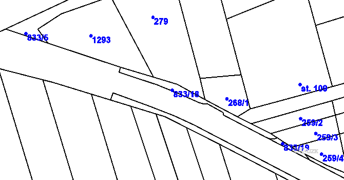 Parcela st. 833/18 v KÚ Heroltice, Katastrální mapa