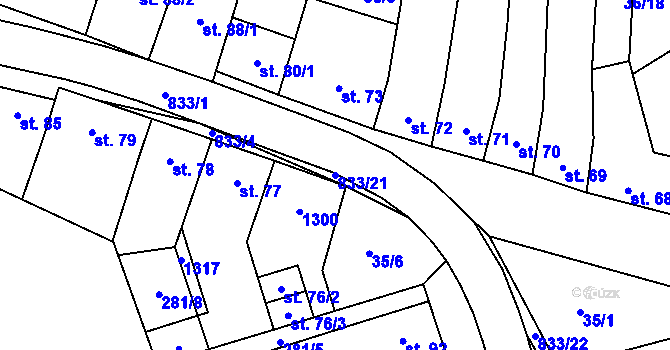 Parcela st. 833/21 v KÚ Heroltice, Katastrální mapa