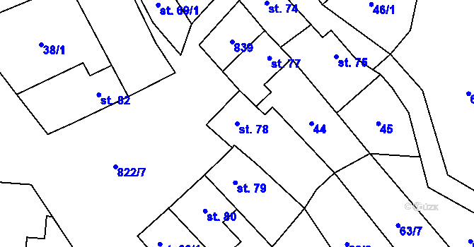 Parcela st. 78 v KÚ Hoštice, Katastrální mapa