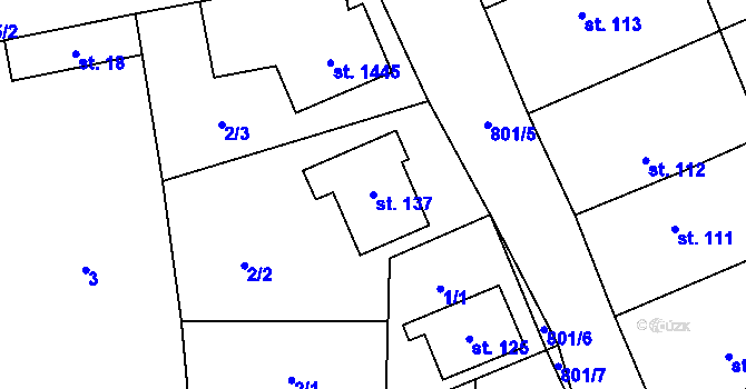 Parcela st. 137 v KÚ Hoštice, Katastrální mapa