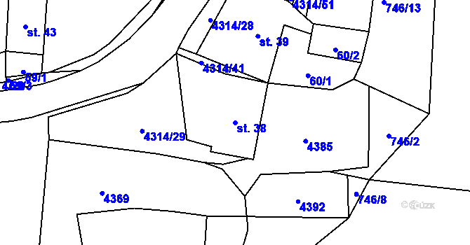 Parcela st. 38 v KÚ Hošťka, Katastrální mapa