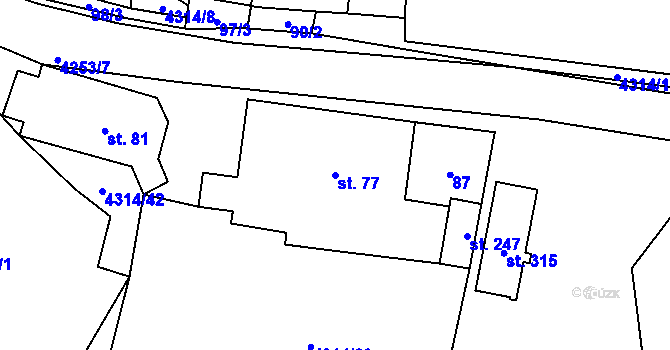 Parcela st. 77 v KÚ Hošťka, Katastrální mapa