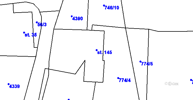 Parcela st. 145 v KÚ Hošťka, Katastrální mapa