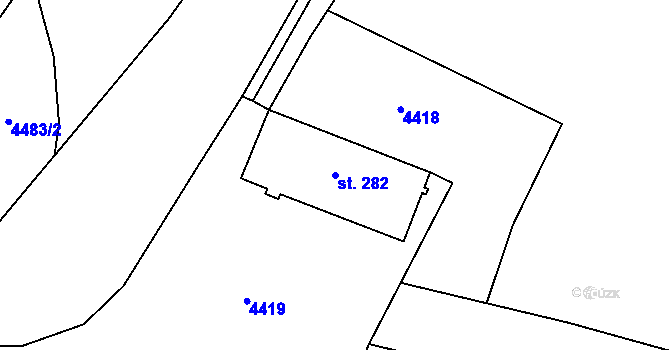 Parcela st. 282 v KÚ Hošťka, Katastrální mapa