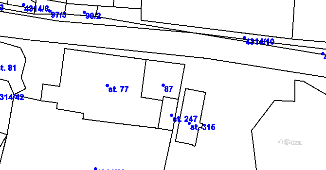 Parcela st. 87 v KÚ Hošťka, Katastrální mapa