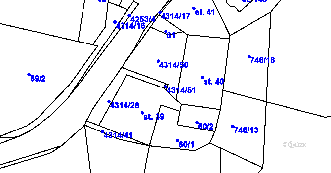 Parcela st. 4314/51 v KÚ Hošťka, Katastrální mapa