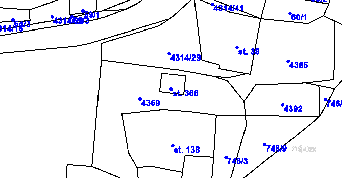 Parcela st. 366 v KÚ Hošťka, Katastrální mapa