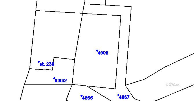 Parcela st. 4906 v KÚ Hošťka, Katastrální mapa