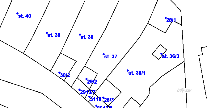 Parcela st. 37 v KÚ Žebráky, Katastrální mapa