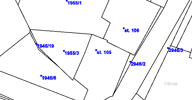 Parcela st. 105 v KÚ Žebráky, Katastrální mapa
