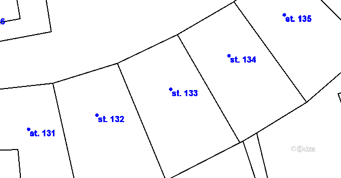 Parcela st. 133 v KÚ Žebráky, Katastrální mapa