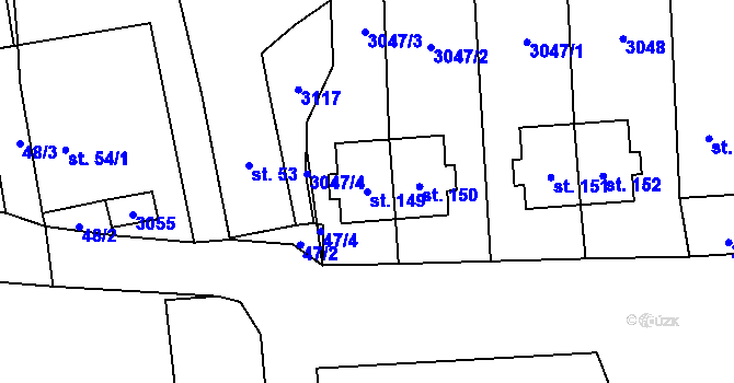 Parcela st. 149 v KÚ Žebráky, Katastrální mapa