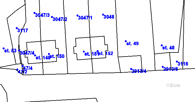 Parcela st. 152 v KÚ Žebráky, Katastrální mapa
