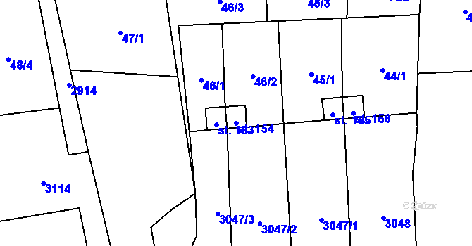 Parcela st. 154 v KÚ Žebráky, Katastrální mapa