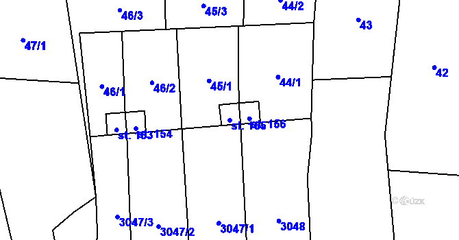 Parcela st. 155 v KÚ Žebráky, Katastrální mapa