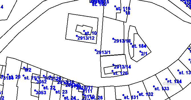 Parcela st. 2913/1 v KÚ Žebráky, Katastrální mapa