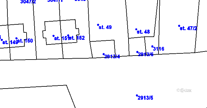 Parcela st. 2913/4 v KÚ Žebráky, Katastrální mapa