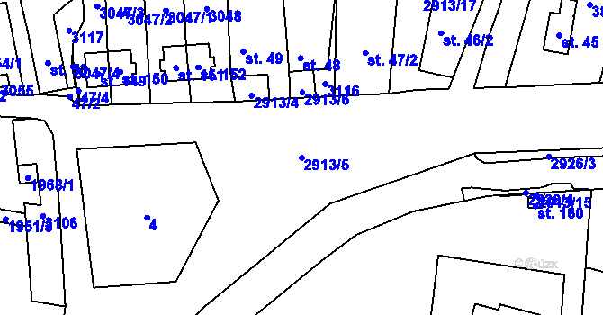 Parcela st. 2913/5 v KÚ Žebráky, Katastrální mapa