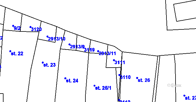 Parcela st. 2913/11 v KÚ Žebráky, Katastrální mapa