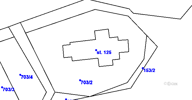 Parcela st. 125 v KÚ Pořejov, Katastrální mapa