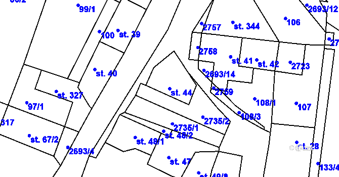 Parcela st. 44 v KÚ Hoštka, Katastrální mapa