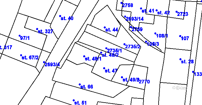 Parcela st. 48/2 v KÚ Hoštka, Katastrální mapa