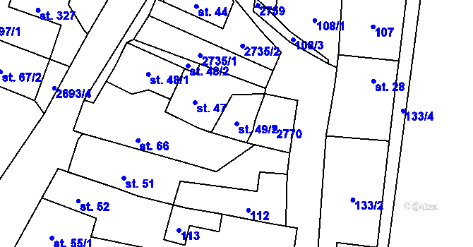 Parcela st. 49/2 v KÚ Hoštka, Katastrální mapa