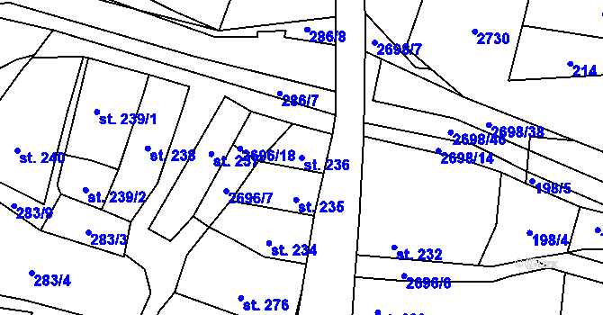 Parcela st. 236 v KÚ Hoštka, Katastrální mapa