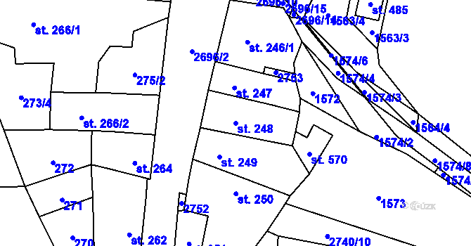 Parcela st. 248 v KÚ Hoštka, Katastrální mapa