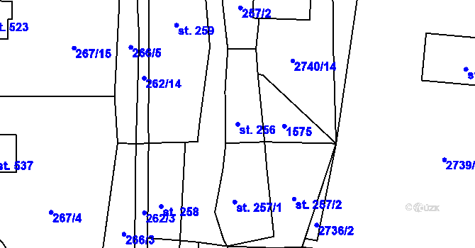 Parcela st. 256 v KÚ Hoštka, Katastrální mapa