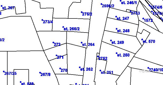 Parcela st. 264 v KÚ Hoštka, Katastrální mapa