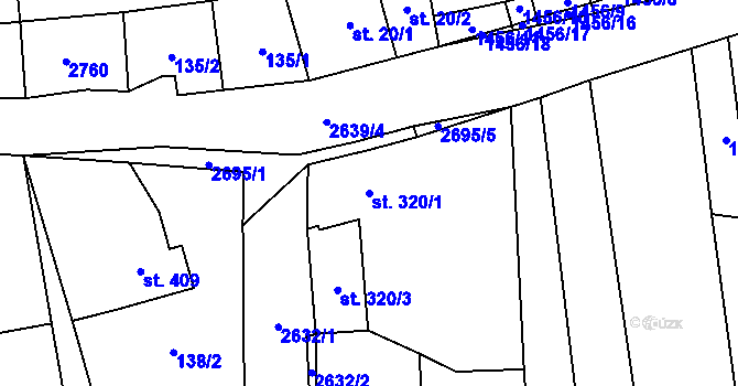 Parcela st. 320/1 v KÚ Hoštka, Katastrální mapa