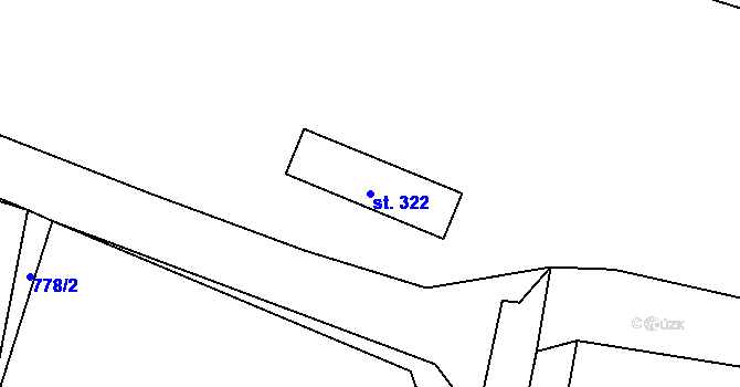 Parcela st. 322 v KÚ Hoštka, Katastrální mapa