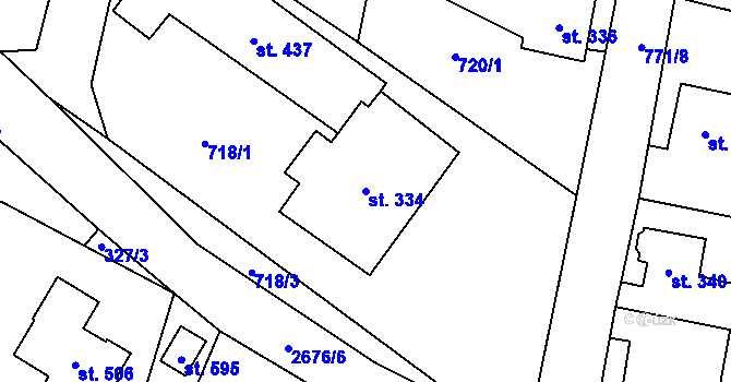 Parcela st. 334 v KÚ Hoštka, Katastrální mapa