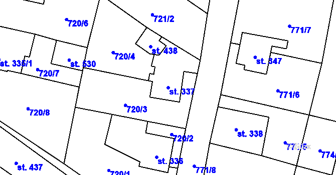 Parcela st. 337 v KÚ Hoštka, Katastrální mapa