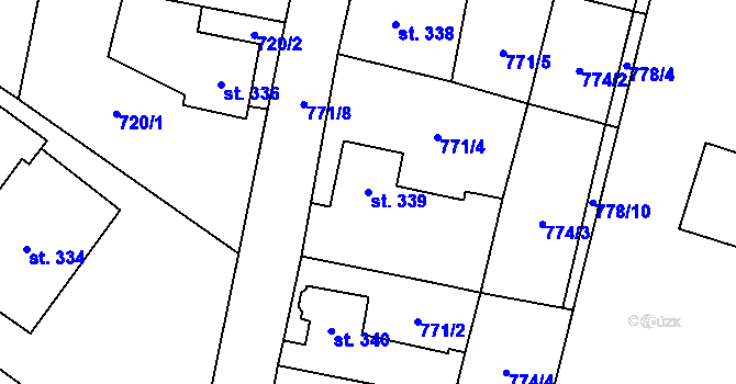 Parcela st. 339 v KÚ Hoštka, Katastrální mapa