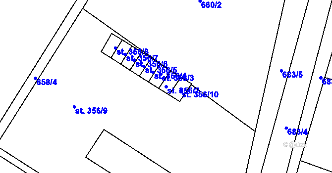 Parcela st. 356/2 v KÚ Hoštka, Katastrální mapa