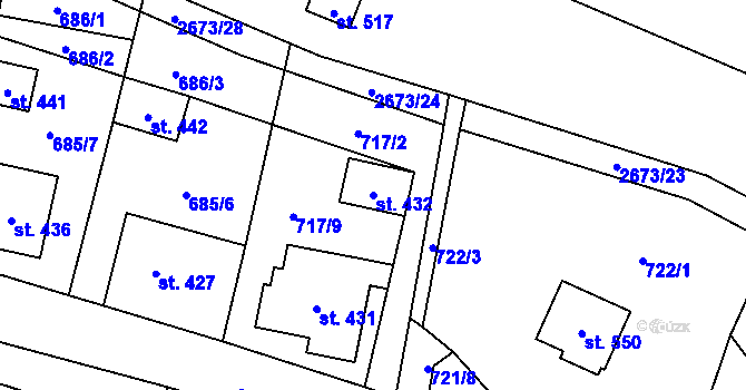 Parcela st. 432 v KÚ Hoštka, Katastrální mapa