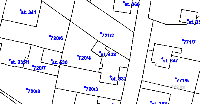 Parcela st. 438 v KÚ Hoštka, Katastrální mapa