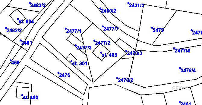 Parcela st. 465 v KÚ Hoštka, Katastrální mapa
