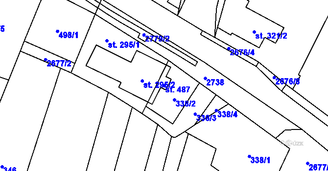Parcela st. 487 v KÚ Hoštka, Katastrální mapa