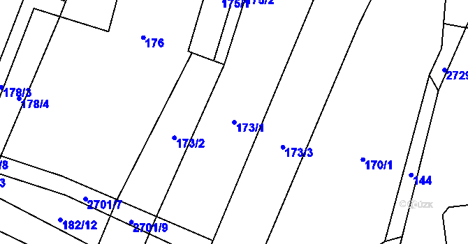 Parcela st. 173/1 v KÚ Hoštka, Katastrální mapa