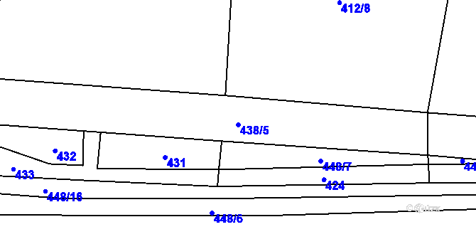 Parcela st. 438/5 v KÚ Hoštka, Katastrální mapa