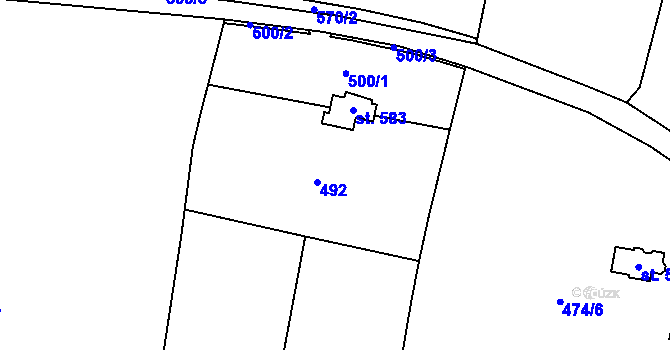 Parcela st. 474/1 v KÚ Hoštka, Katastrální mapa