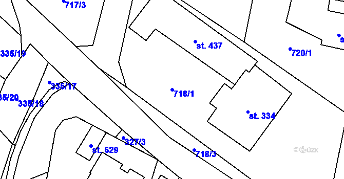 Parcela st. 718/1 v KÚ Hoštka, Katastrální mapa