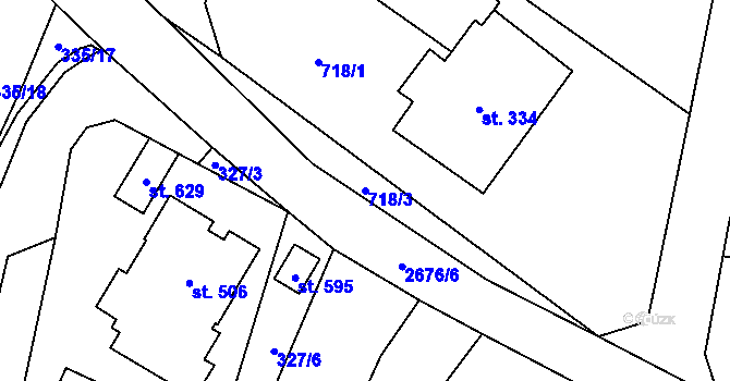 Parcela st. 718/3 v KÚ Hoštka, Katastrální mapa
