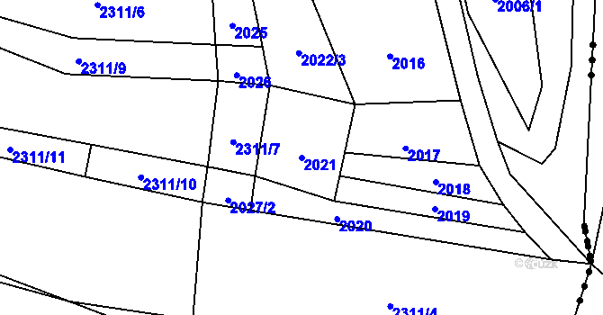 Parcela st. 2021 v KÚ Hoštka, Katastrální mapa